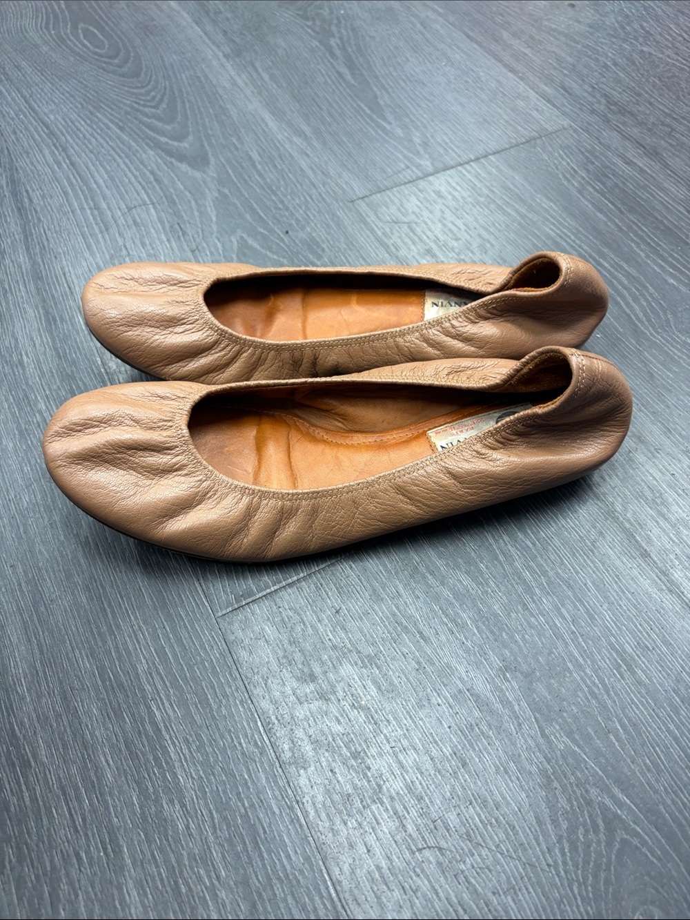 Lanvin Tan Leather Ballet Flats